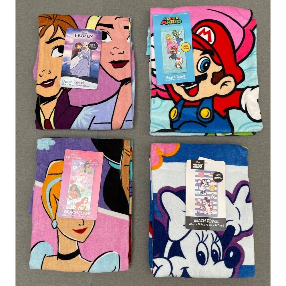 Disney Cartoon Figures Kids 3+ 100% Cotton Beach towl lot 28